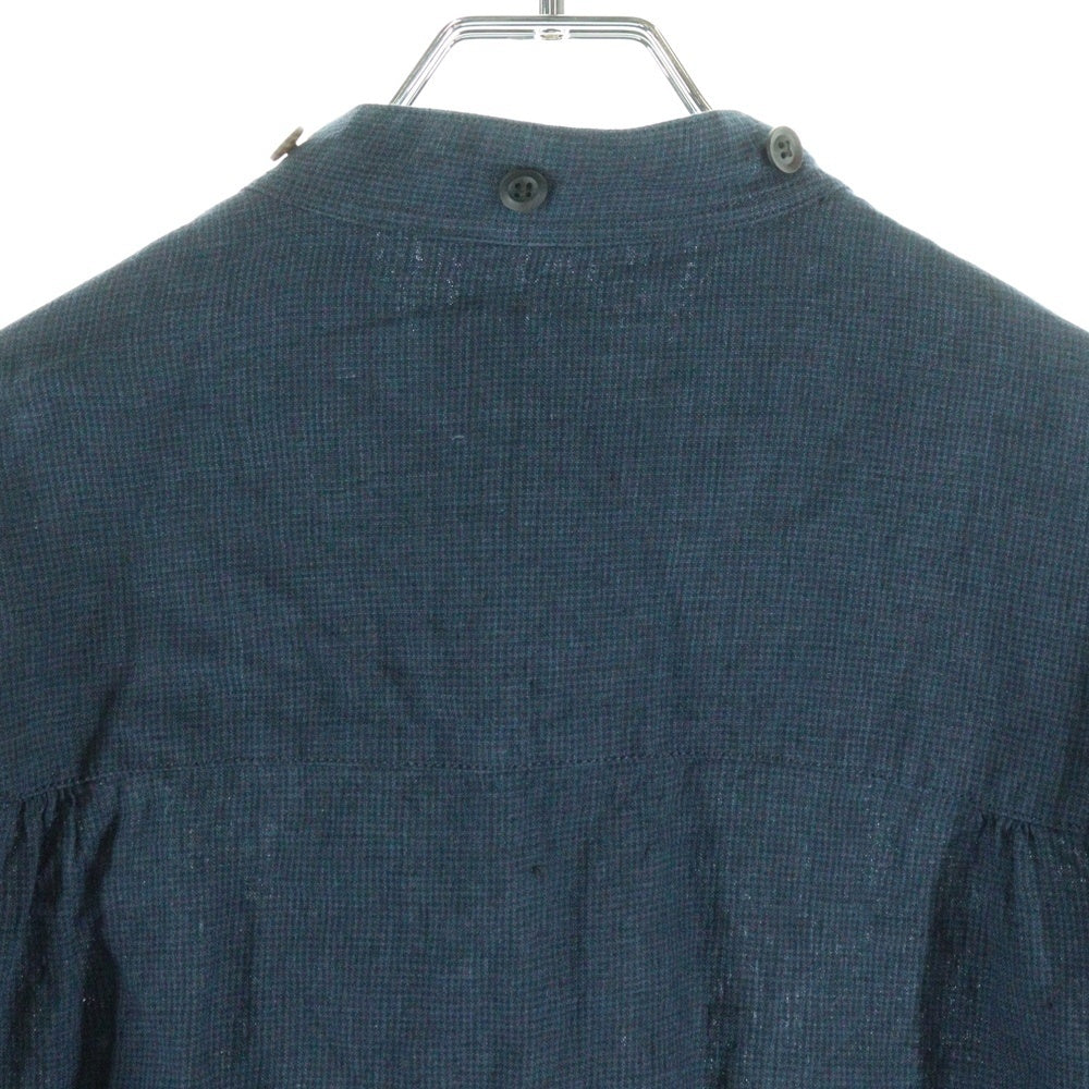 Yohji Yamamoto(ヨウジヤマモト) 23SS LOOK14 ペイント加工 リネン長袖シャツ HZ-B45-317 ネイビー