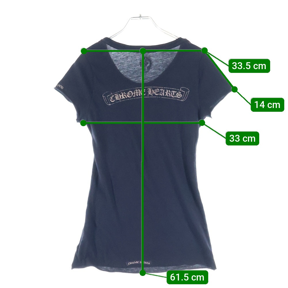 CHROME HEARTS(クロムハーツ) バックスクロールラベルプリントTシャツ 半袖カットソー ブラック レディース