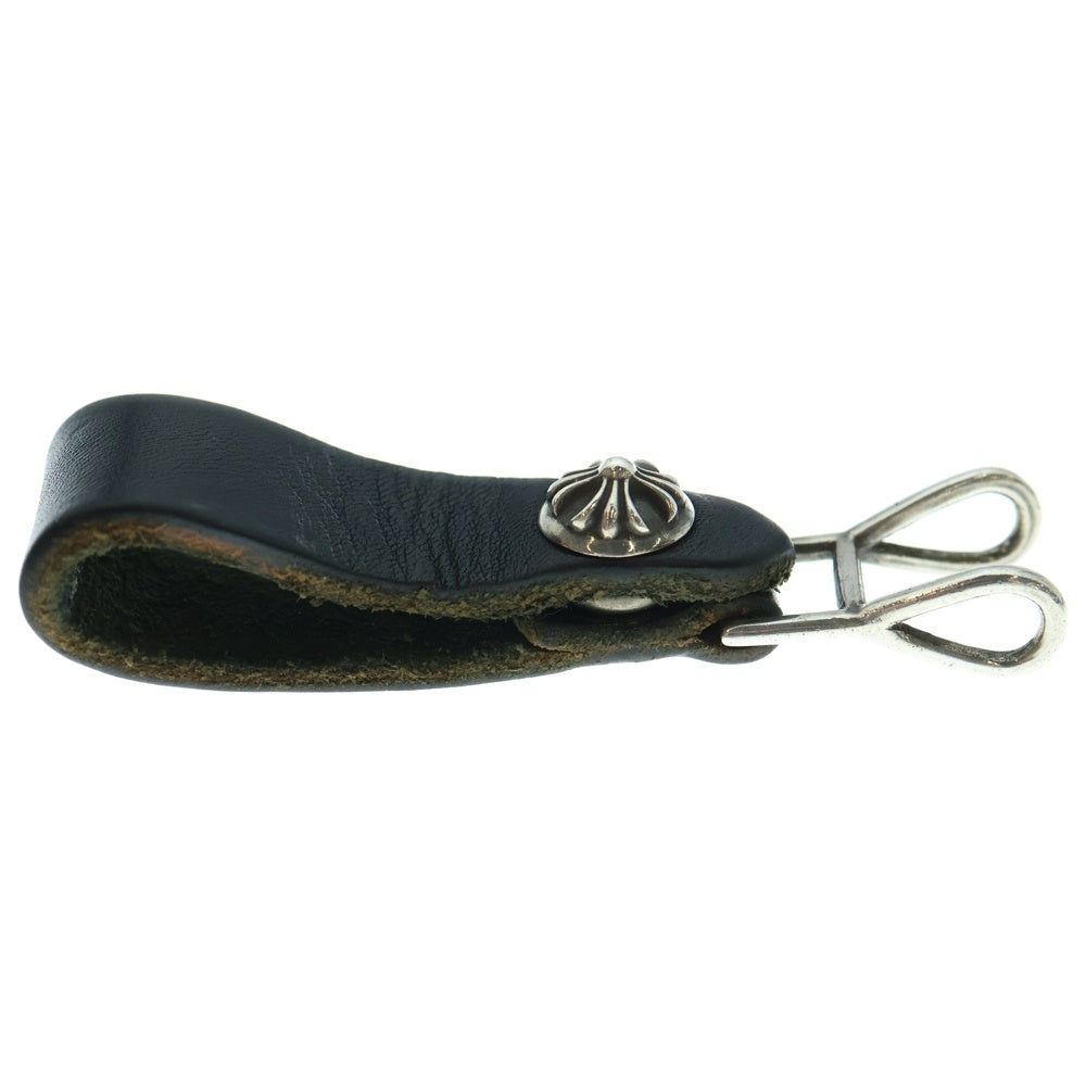 CHROME HEARTS(クロムハーツ) BELT LOOP クロスボールボタンレザーベルトループ シルバー/ブラック BCA397