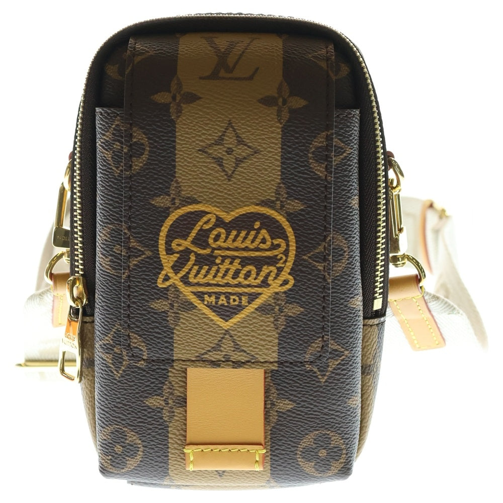LOUIS VUITTON(ルイヴィトン) LVスクエアード ダブルフォンポーチ ショルダーバッグ レザー ブラウン M81005