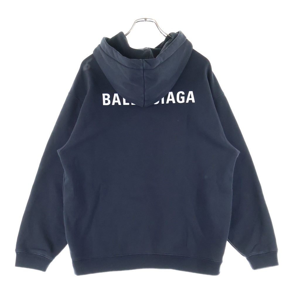 BALENCIAGA(バレンシアガ) バックロゴプリント プルオーバーパーカー フーディ ブラック 600583