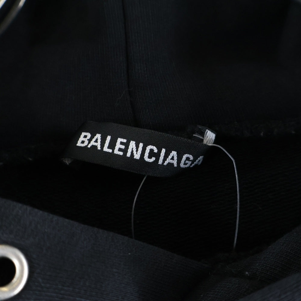 BALENCIAGA(バレンシアガ) バックロゴプリント プルオーバーパーカー フーディ ブラック 600583