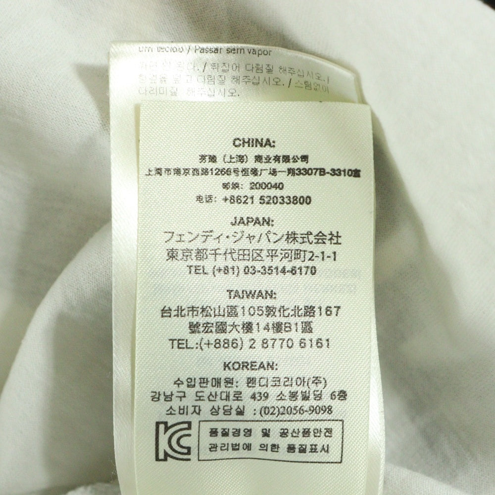 FENDI(フェンディ) フロント サークルロゴ クルーネック半袖Tシャツカットソー ホワイト レディース FY0894A4PP