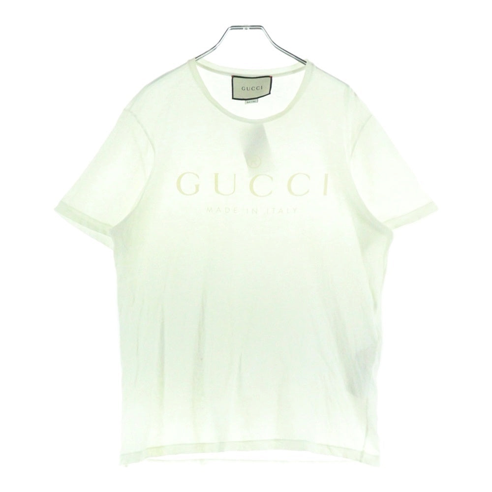 GUCCI(グッチ) 18SS Tonal Brand Logo Tee 441685 フロントロゴプリント クルーネック半袖Tシャツカットソー ホワイト