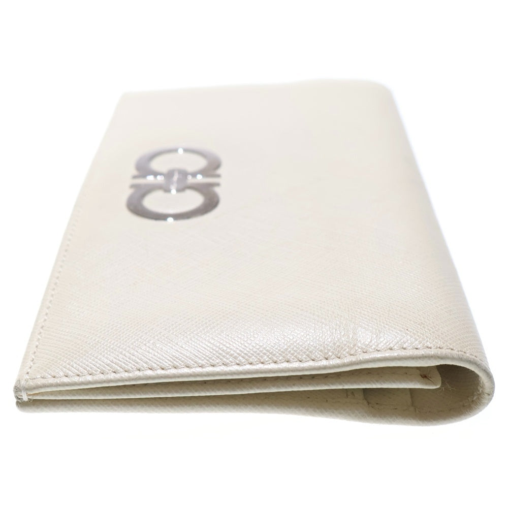 Salvatore Ferragamo(サルヴァトーレ フェラガモ) ロゴ デザイン レザーウォレット 長財布 ホワイト