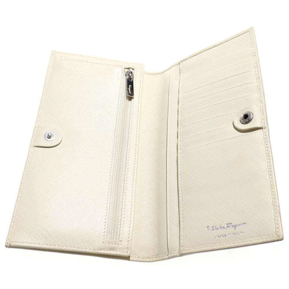 Salvatore Ferragamo(サルヴァトーレ フェラガモ) ロゴ デザイン レザーウォレット 長財布 ホワイト