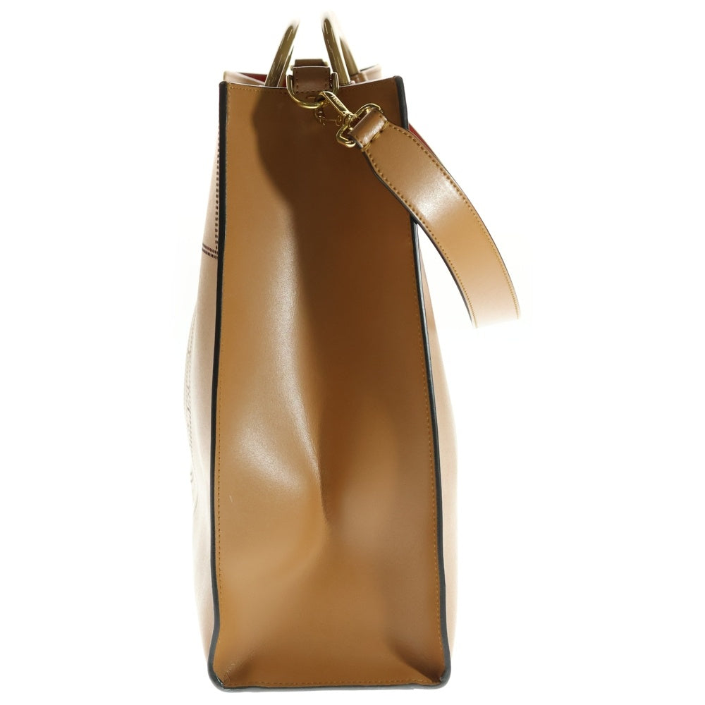 FENDI(フェンディ) Runaway Shopper 8BH360 ラナウェイ ショッパー パーフォレイテッド レザー 2way トートバッグ ショルダーバッグ ブラウン