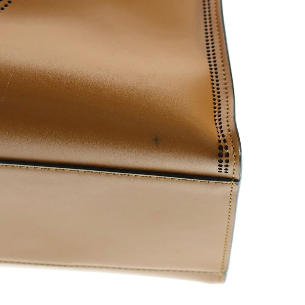 FENDI(フェンディ) Runaway Shopper 8BH360 ラナウェイ ショッパー パーフォレイテッド レザー 2way トートバッグ ショルダーバッグ ブラウン