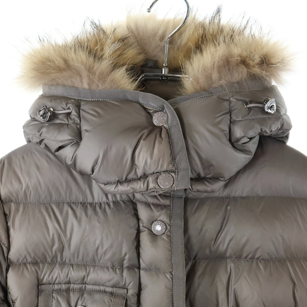 MONCLER(モンクレール) HERMIFUR ヘルミファー ファー付き ジップアップダウンコート ダウンジャケット ベージュ レディース A20934995615