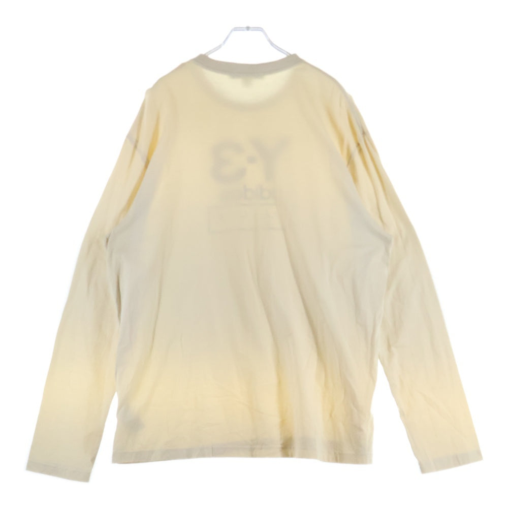 Y-3(ワイスリー) ×adidas アディダス フロントロゴプリントクルーネック長袖Tシャツカットソー ロンT ベージュ FJ0407