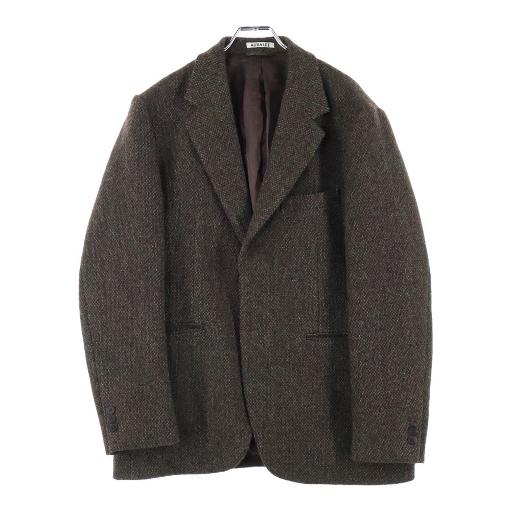 AURALEE(オーラリー) LAMA SHETLAND WOOL TWEED OVER JACKET ラマシェットランドウールツイード2Bテーラードジャケット ブラウン A24AJ02LS