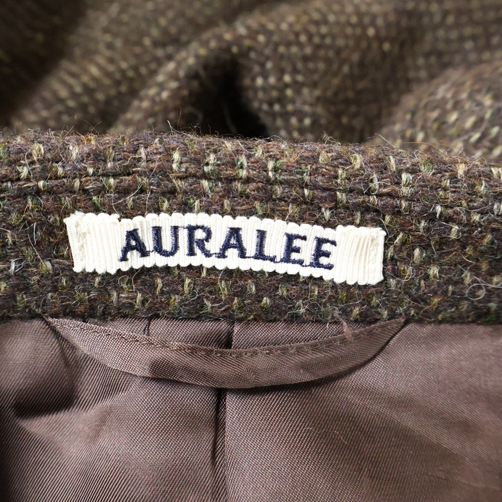 AURALEE(オーラリー) LAMA SHETLAND WOOL TWEED OVER JACKET ラマシェットランドウールツイード2Bテーラードジャケット ブラウン A24AJ02LS