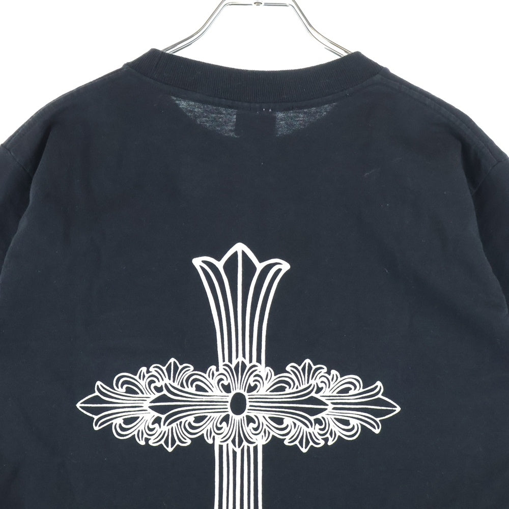 CHROME HEARTS(クロムハーツ) OLD NECK LOGO T-SHIRTS オールド ネックロゴ半袖カットソー 半袖Tシャツ ホースシューバッククロス ブラック
