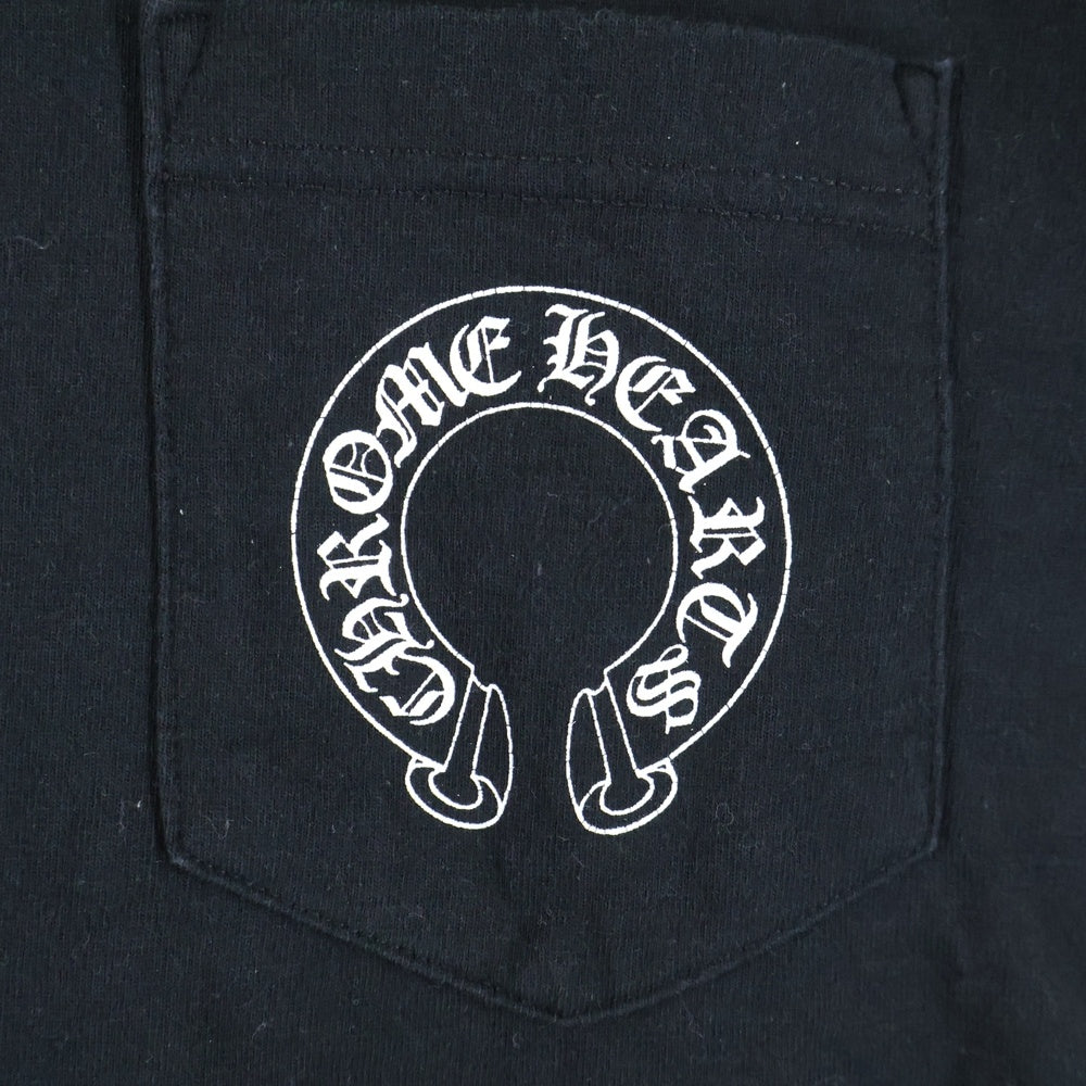 CHROME HEARTS(クロムハーツ) OLD NECK LOGO T-SHIRTS オールド ネックロゴ半袖カットソー 半袖Tシャツ ホースシューバッククロス ブラック