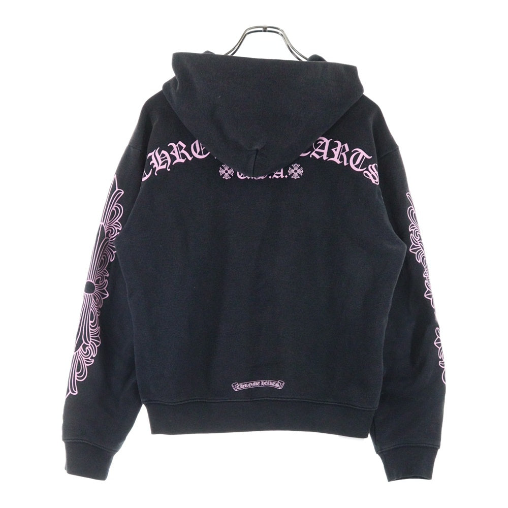 CHROME HEARTS(クロムハーツ) ×MATTY BOY PPO マッティボーイ バックアーチロゴプリント フローラル プルオーバー パーカー フーディ ブラック/ピンク