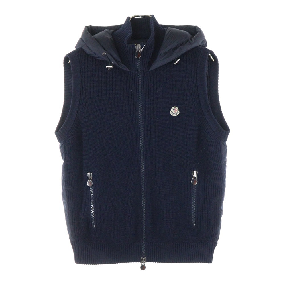 MONCLER(モンクレール) 16AW MAGLIONE TRICOT GILET マリオーネ トリコ バックナイロン フード付きダウンベスト ブラック B20919413400 94111