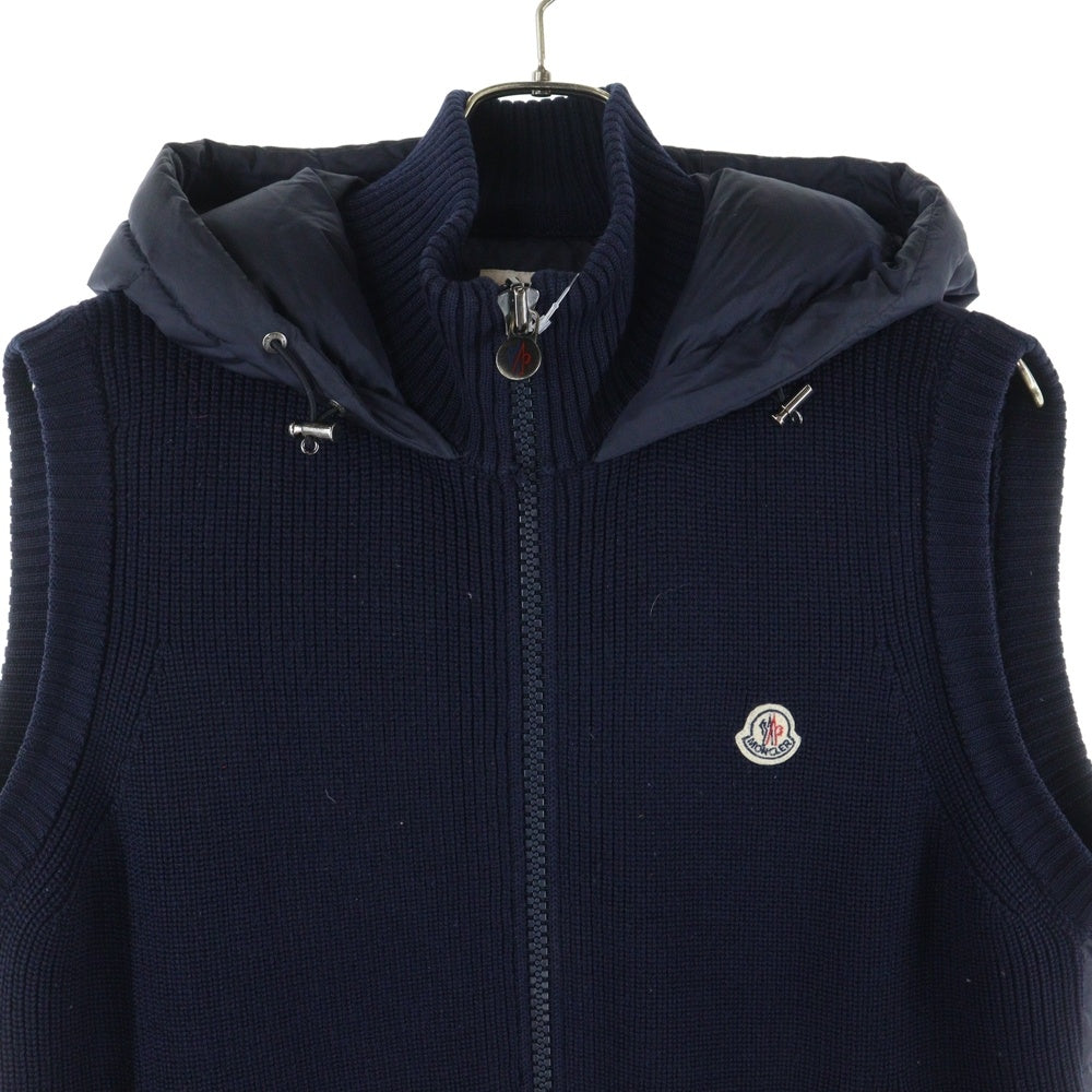 MONCLER(モンクレール) 16AW MAGLIONE TRICOT GILET マリオーネ トリコ バックナイロン フード付きダウンベスト ブラック B20919413400 94111