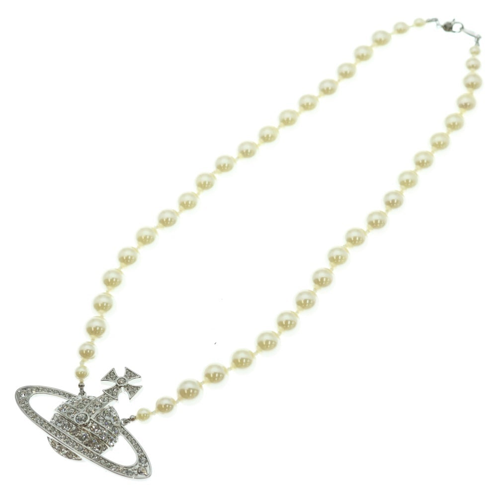 Vivienne Westwood(ヴィヴィアンウエストウッド) MAN BAS RELIEF PEARL ジャイアントロゴモチーフ パールネックレス シルバー