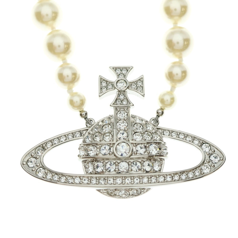 Vivienne Westwood(ヴィヴィアンウエストウッド) MAN BAS RELIEF PEARL ジャイアントロゴモチーフ パールネックレス シルバー