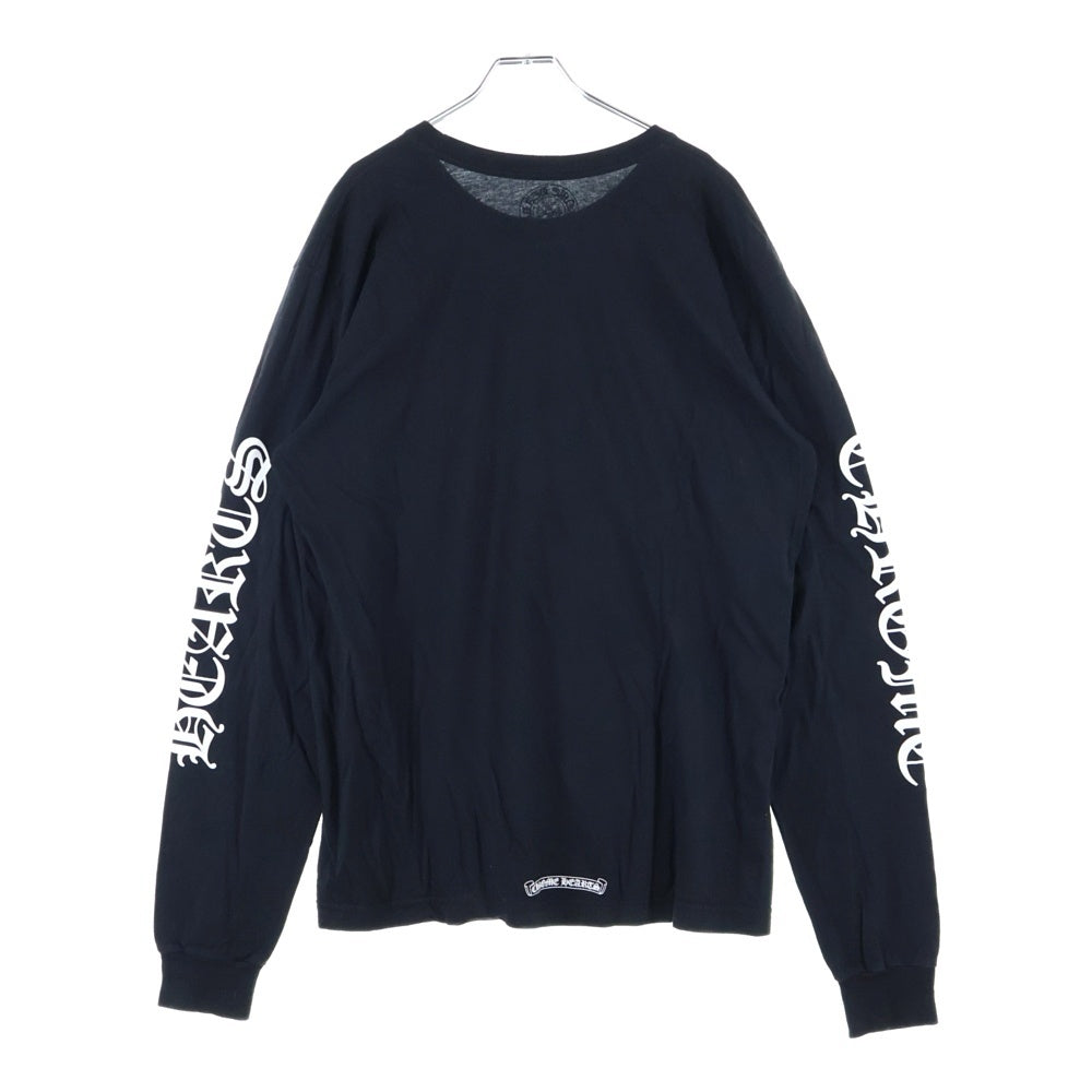 CHROME HEARTS(クロムハーツ) CH LS 1 ネックロゴプリント長袖カットソー 長袖Tシャツ ロングスリーブカットソー ロンT アームロゴ ブラック