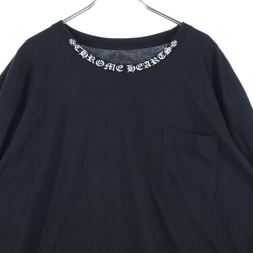 CHROME HEARTS(クロムハーツ) CH LS 1 ネックロゴプリント長袖カットソー 長袖Tシャツ ロングスリーブカットソー ロンT アームロゴ ブラック
