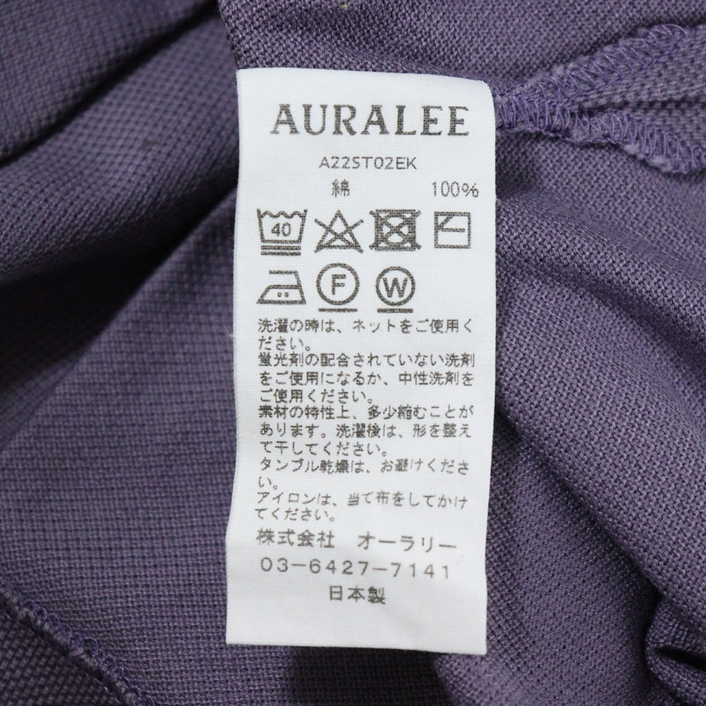 AURALEE(オーラリー) 22SS SUPER FINE COTTON SALT SHRINK PIQUE BIG TEE 鹿の子 クルーネック半袖tシャツカットソー パープル A22ST02EK