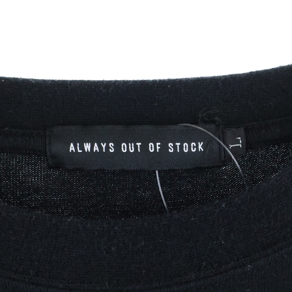 ALWAYS OUT OF STOCK(オールウェイズアウトオブストック) ロゴパッチ クルーネック長袖Tシャツカットソー ロングスリーブ ロンT ブラック