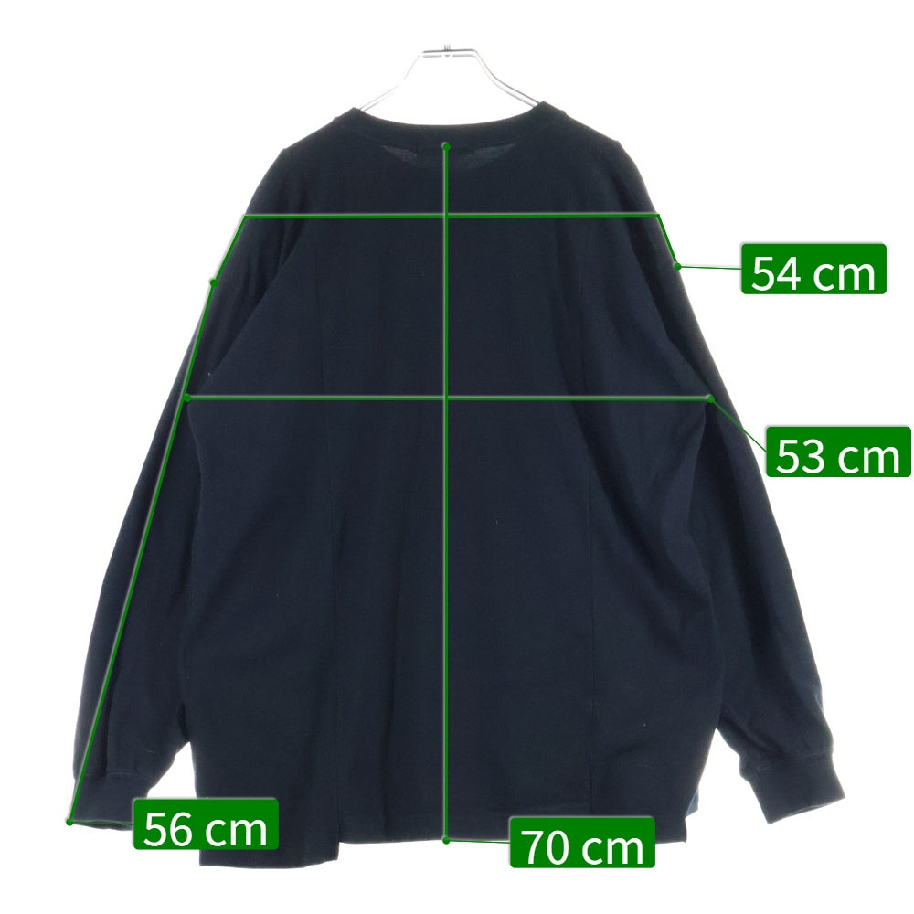 ALWAYS OUT OF STOCK(オールウェイズアウトオブストック) ロゴパッチ クルーネック長袖Tシャツカットソー ロングスリーブ ロンT ブラック