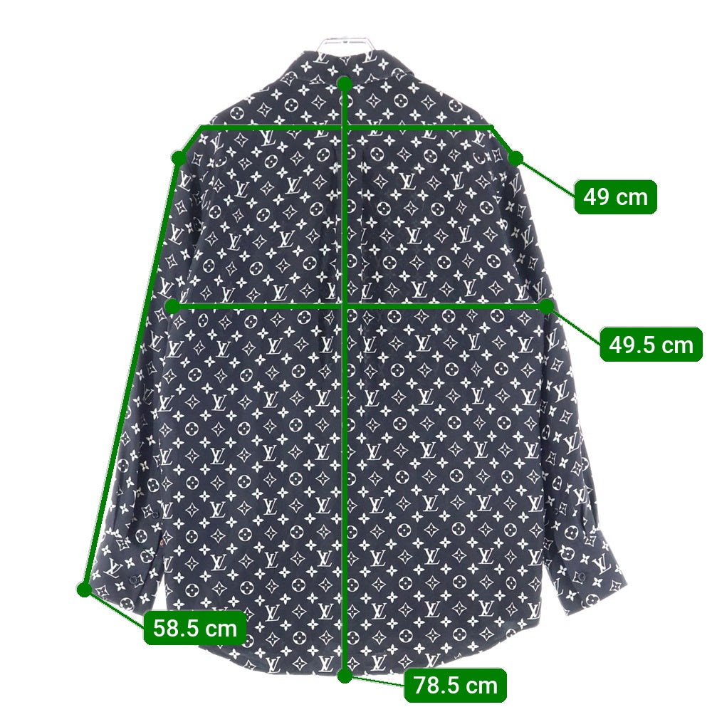 LOUIS VUITTON(ルイヴィトン) Monogram Silk Shirt RW221W RXU FMBL14 モノグラムシルク長袖シャツ ブラック