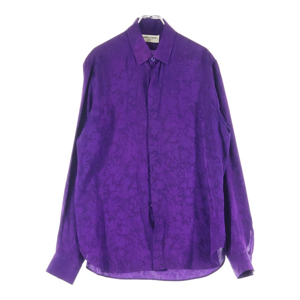 SAINT LAURENT PARIS(サンローランパリ) 22SS フローラル柄シルク長袖シャツ 646850 Y2E32 パープル