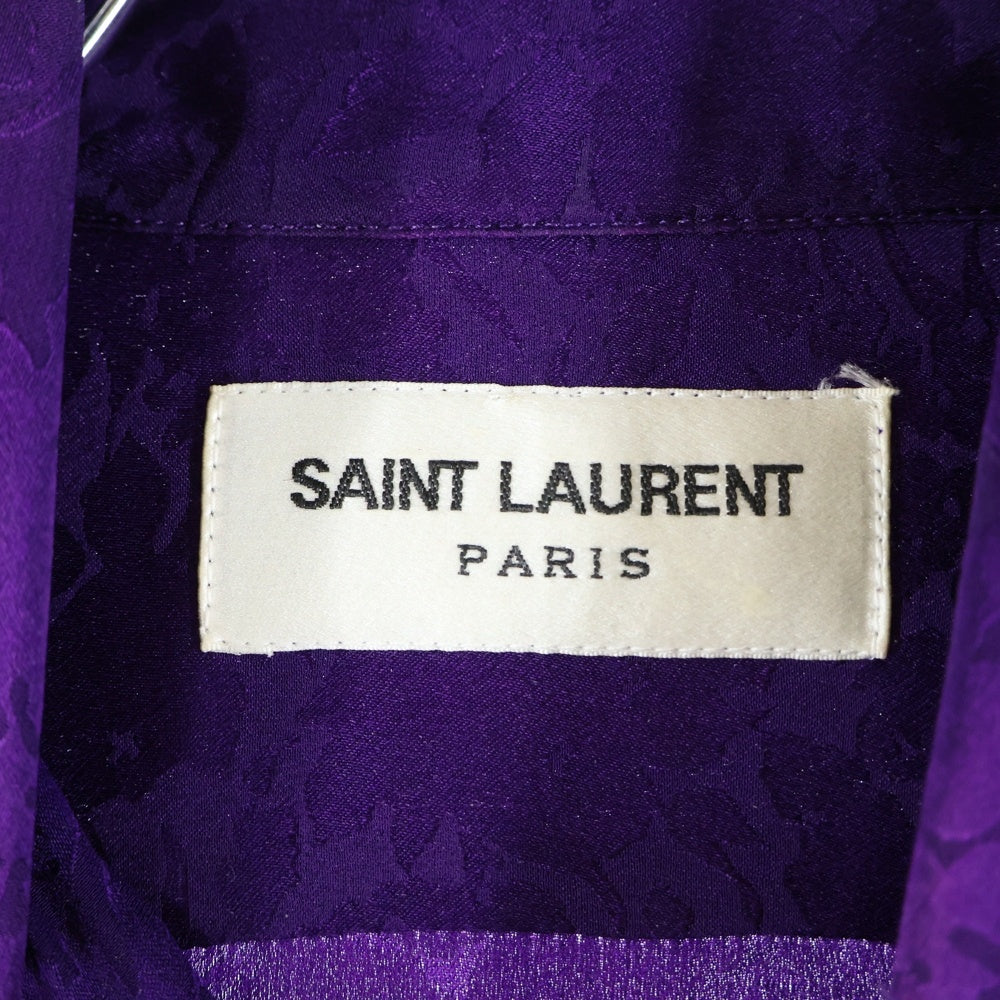 SAINT LAURENT PARIS(サンローランパリ) 22SS フローラル柄シルク長袖シャツ 646850 Y2E32 パープル
