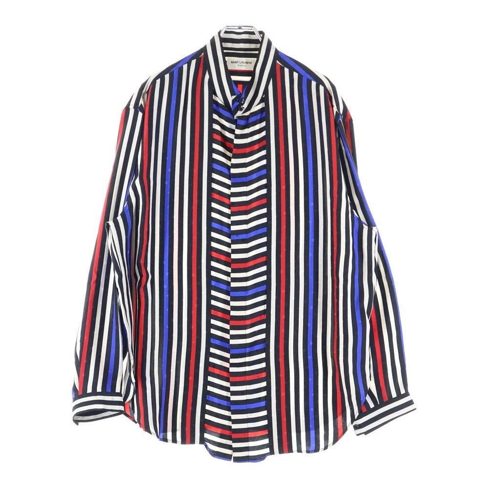 SAINT LAURENT PARIS(サンローランパリ) ストライプ総柄シルク長袖シャツ 659851 Y2D17 マルチ