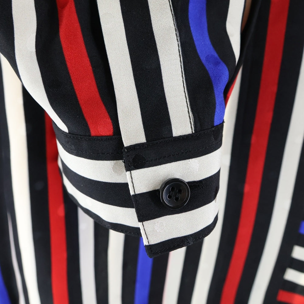 SAINT LAURENT PARIS(サンローランパリ) ストライプ総柄シルク長袖シャツ 659851 Y2D17 マルチ