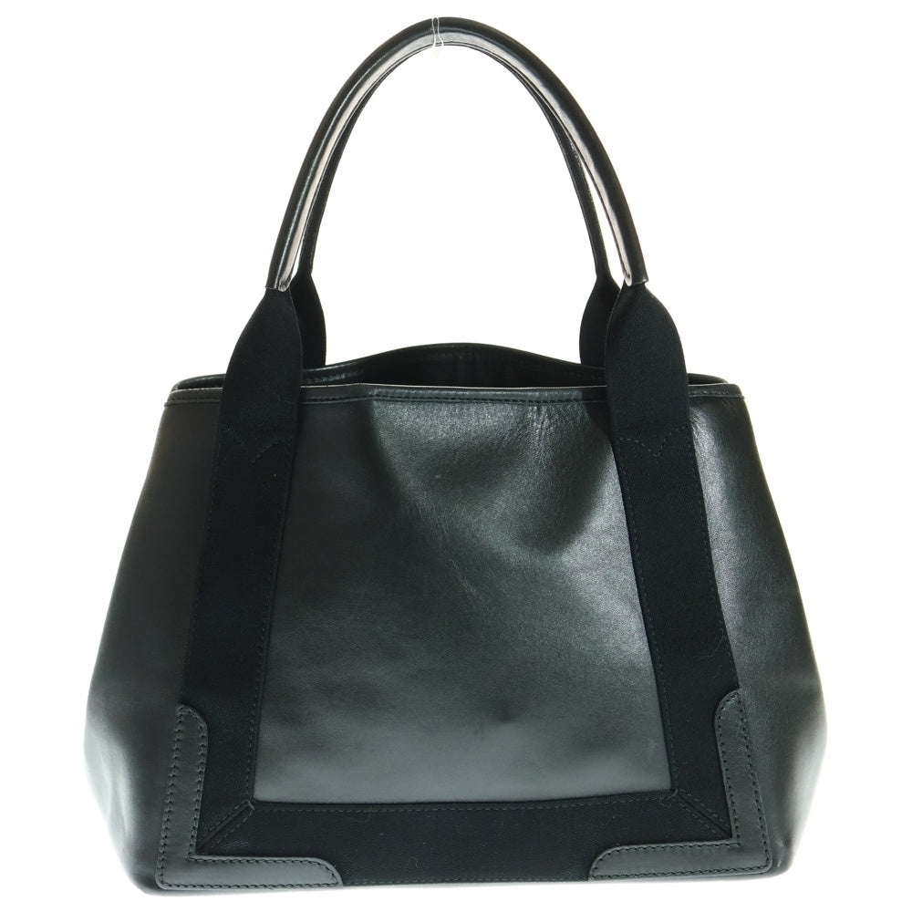 BALENCIAGA(バレンシアガ) ネイビーカバス S パンチングロゴレザーハンドバッグ トートバッグ シルバー金具 ブラック 339933
