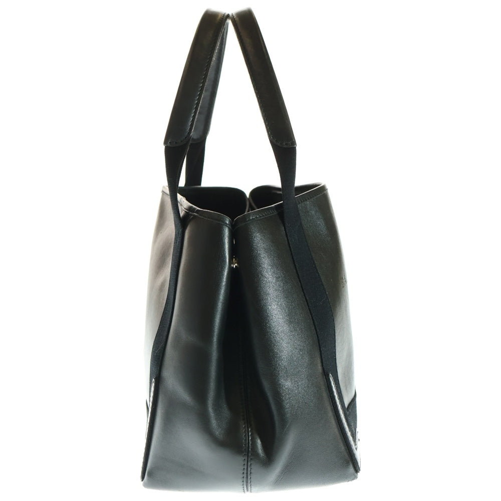 BALENCIAGA(バレンシアガ) ネイビーカバス S パンチングロゴレザーハンドバッグ トートバッグ シルバー金具 ブラック 339933
