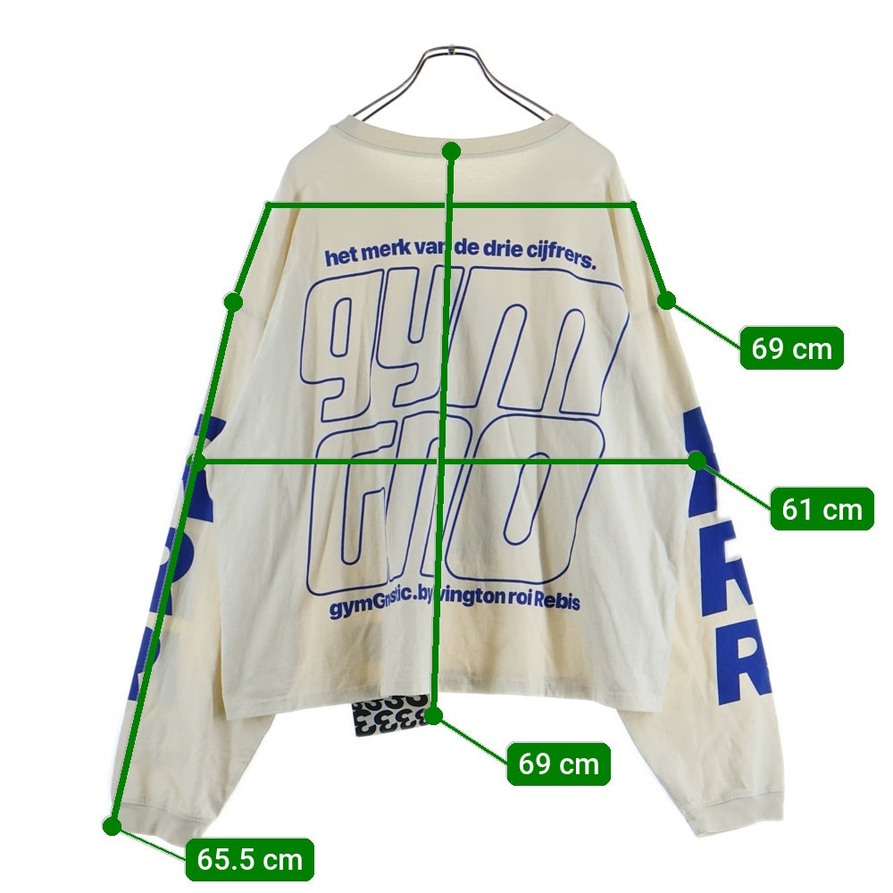 RRR123 RIVINGTON roi Rebis(リヴィントンロイレビス) Speak Dangerously Printed Cotton L/S Tee ロゴプリントコットン長袖Tシャツ ベージュ