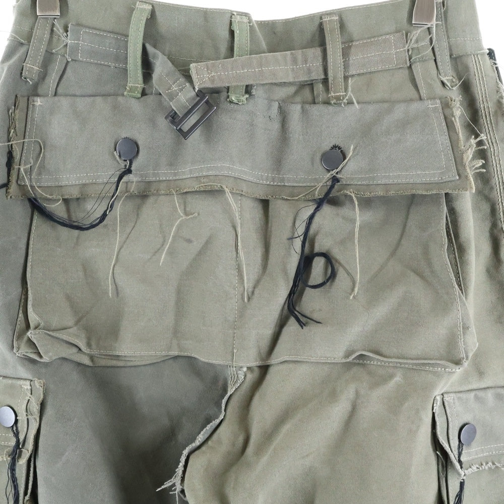 MINUS(マイナス) Slash Seam HBT Cargo ミリタリーカーゴパンツ カーキ