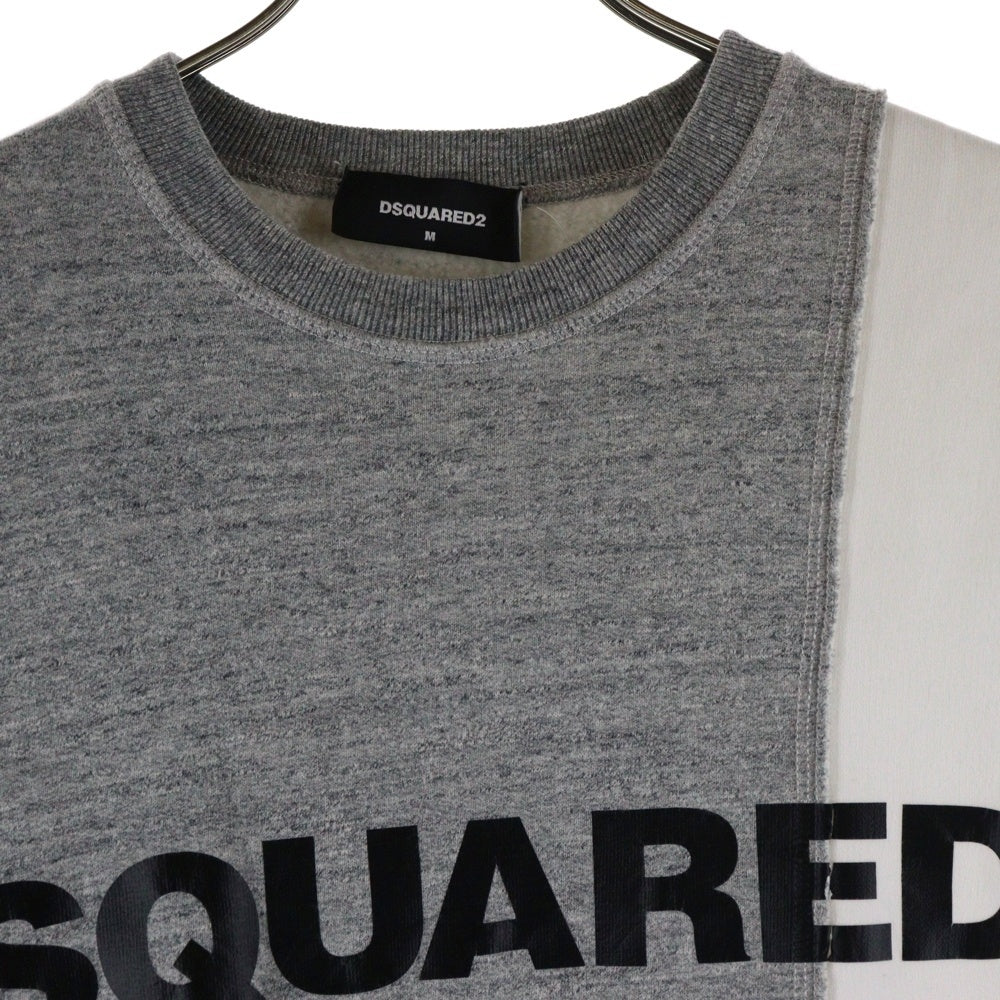 DSQUARED2(ディースクエアード) 21SS ロゴプリントクルーネックスウェットトレーナー S74GU0504 STJ315 グレー/ホワイト