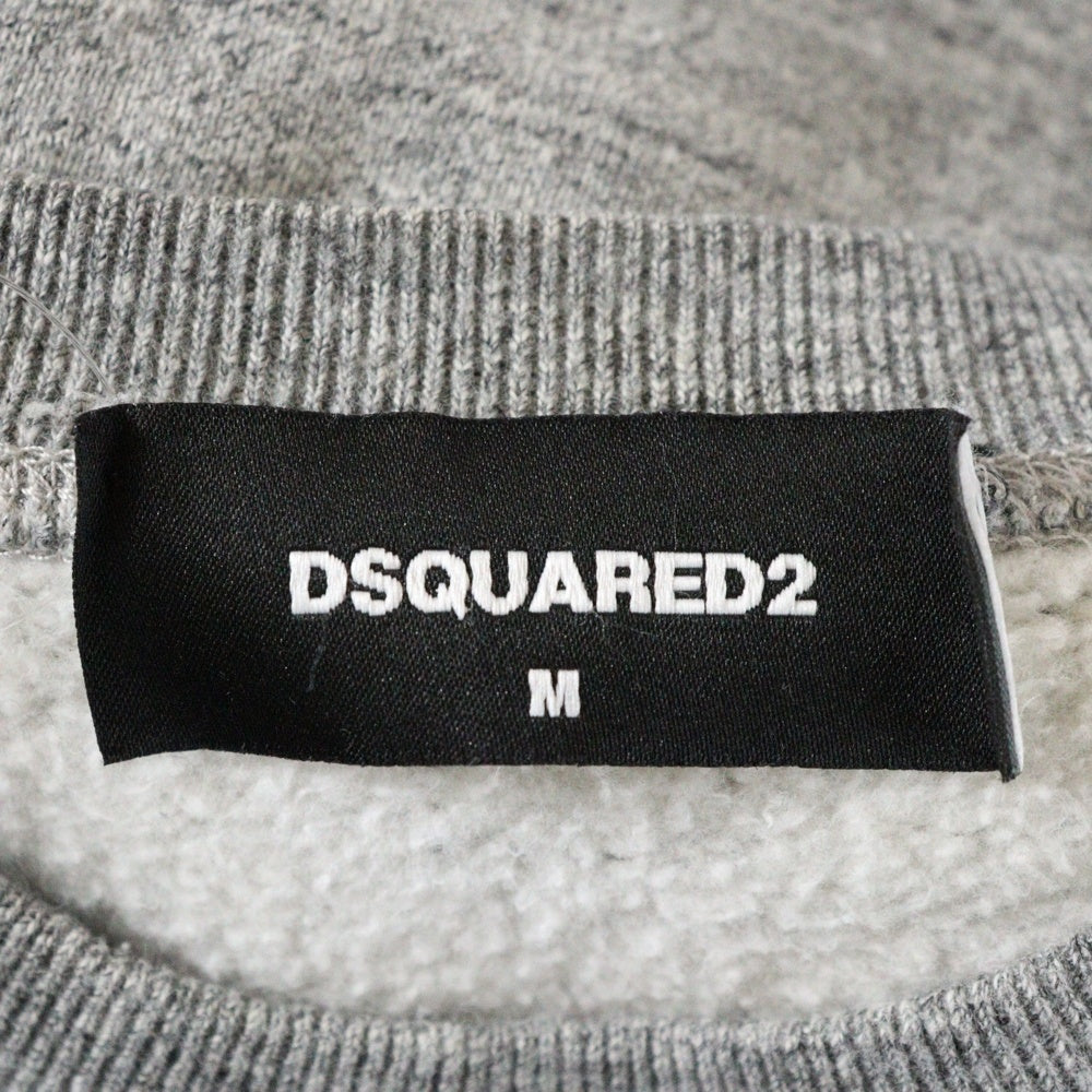 DSQUARED2(ディースクエアード) 21SS ロゴプリントクルーネックスウェットトレーナー S74GU0504 STJ315 グレー/ホワイト
