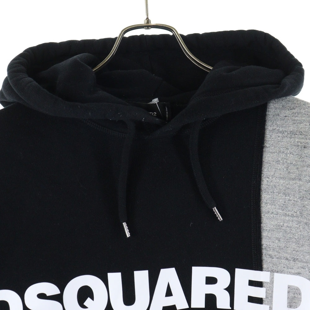 DSQUARED2(ディースクエアード) 21SS ロゴプリントスウェットパーカー フーディ S74GU0505 STJ317 ブラック/グレー