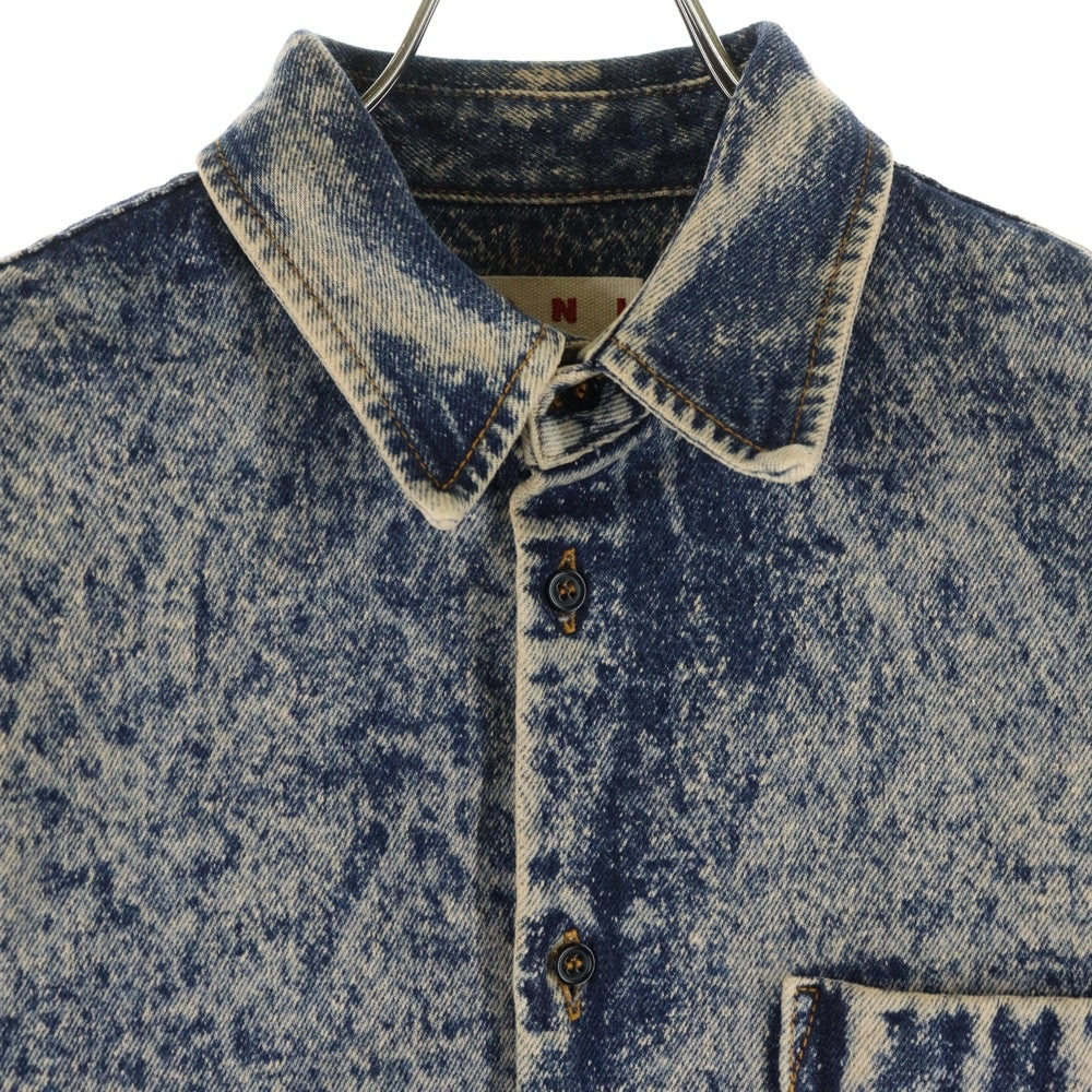 MARNI(マルニ) マーブルデニムオーバーシャツ ブリーチ加工 長袖シャツ ブルー CUJU0061A0 USCV35