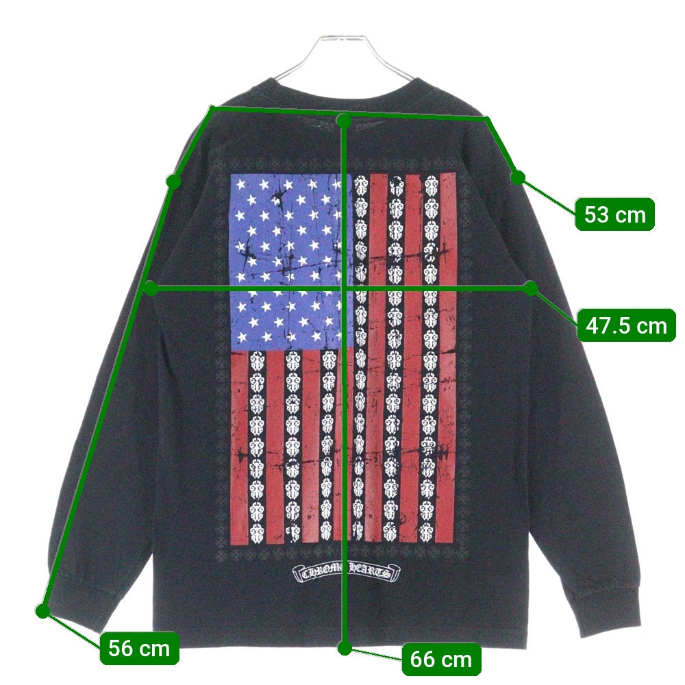 CHROME HEARTS(クロムハーツ) American Flag Dagger Tee アメリカンフラッグ 星条旗 ヴァインダガー 長袖Tシャツ カットソー ロンT ロングスリーブカットソー ブラック