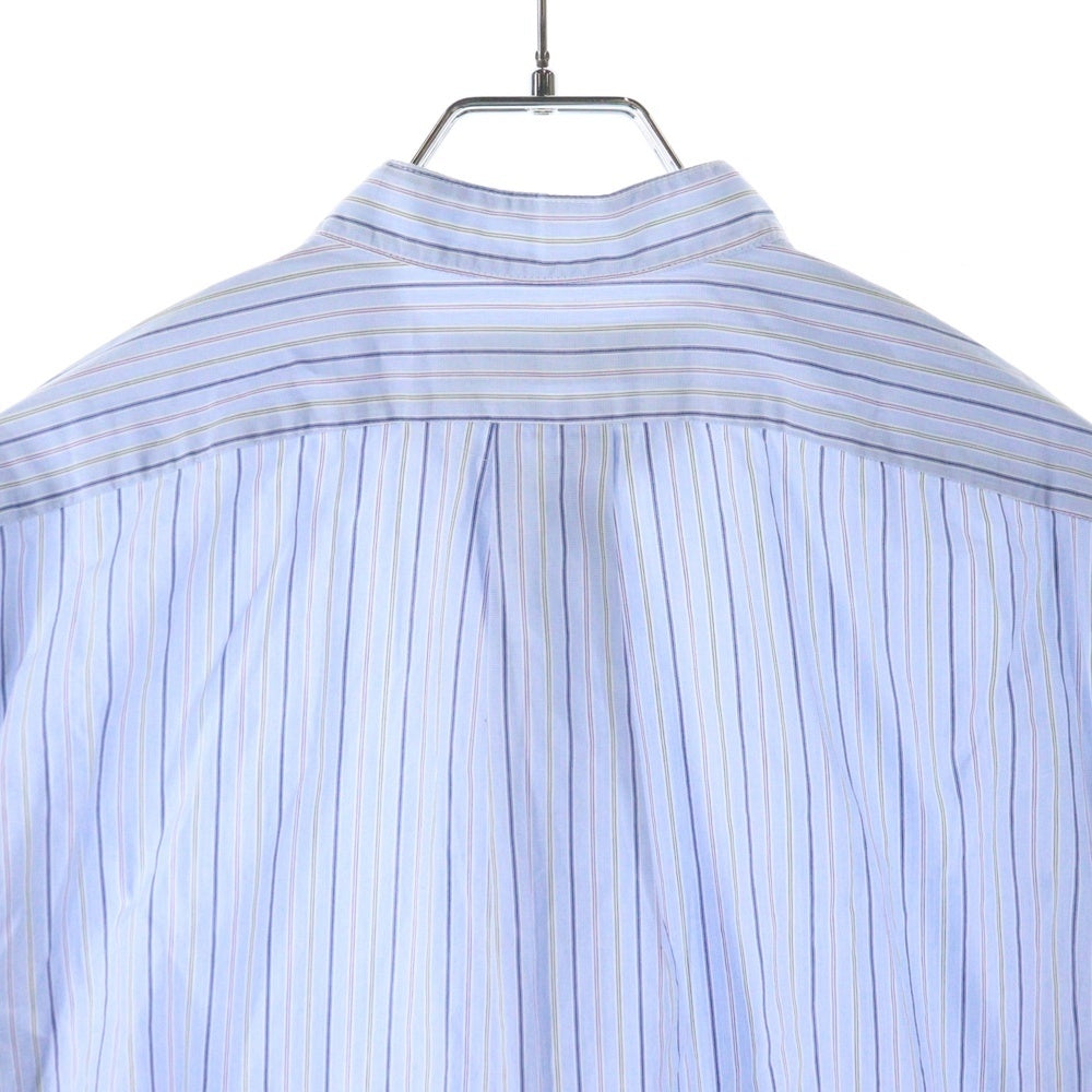 INDIVIDUALIZED SHIRTS(インディビジュアライズド シャツ) ストライプ 長袖シャツ ノーカラー長袖シャツ ブルー