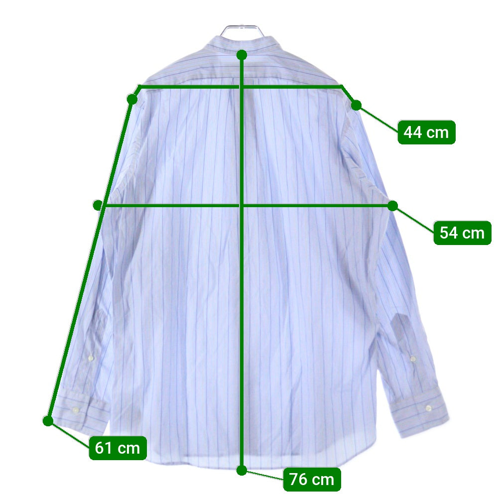 INDIVIDUALIZED SHIRTS(インディビジュアライズド シャツ) ストライプ 長袖シャツ ノーカラー長袖シャツ ブルー