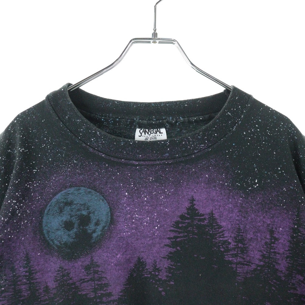 VINTAGE(ヴィンテージ) 90s Animal Wolf S/S TEE SANSEGALタグ 両面プリント アニマル クルーネック半袖Tシャツカットソー マルチカラー