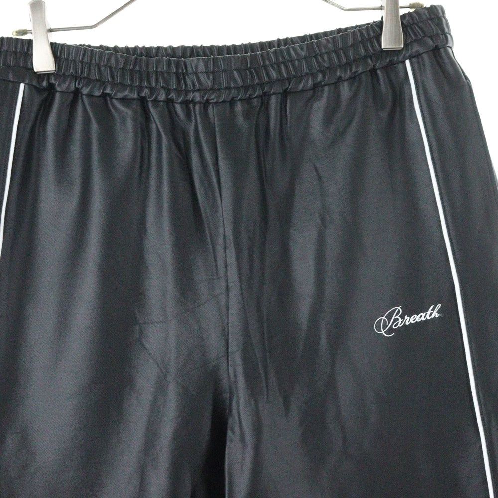 BREATH(ブレス) 25AW SCRIPT LOGO TRACK PANTS BR25AW-P1018 札幌限定 スクリプトロゴ刺繍 フェイクレザートラックパンツ ブラック