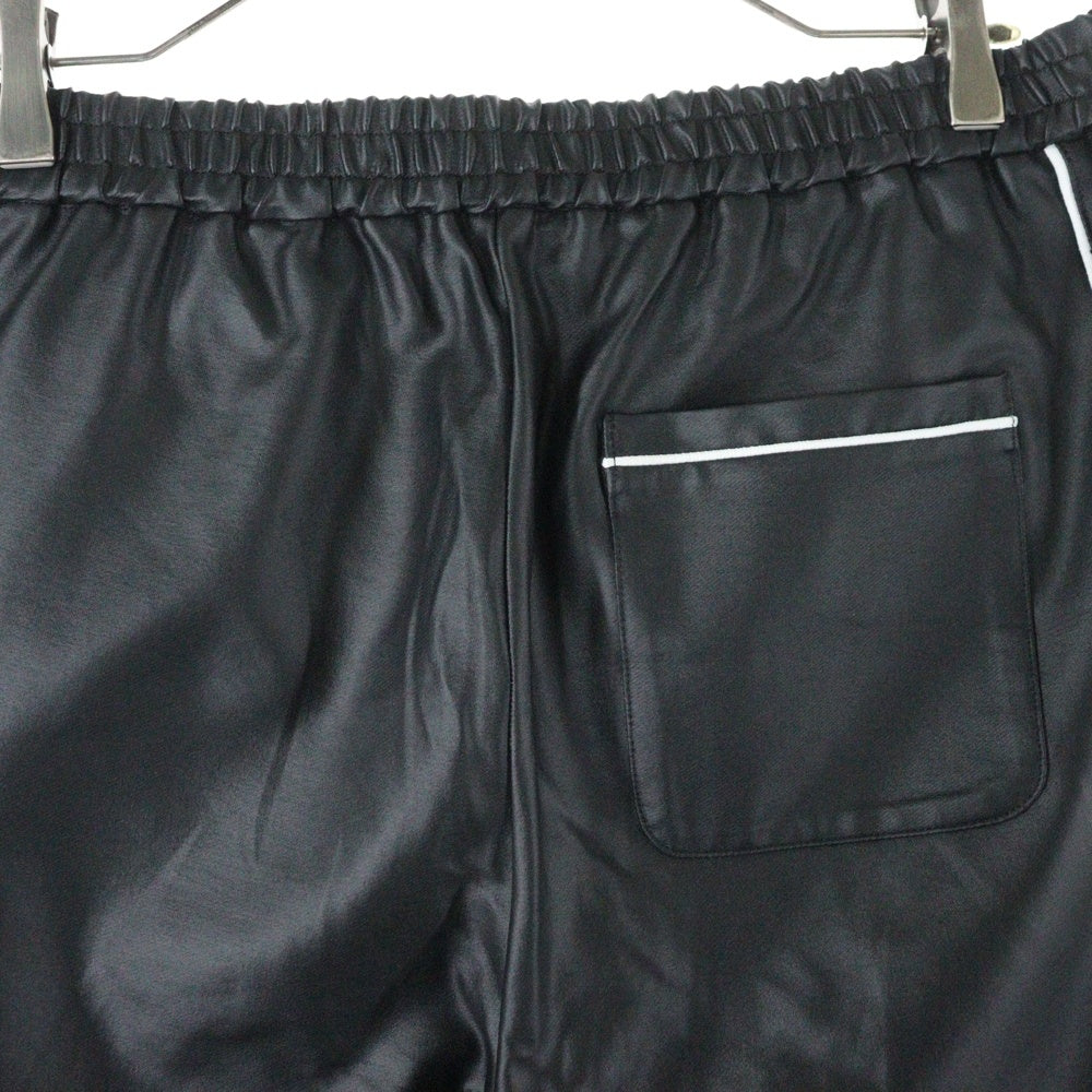 BREATH(ブレス) 25AW SCRIPT LOGO TRACK PANTS BR25AW-P1018 札幌限定 スクリプトロゴ刺繍 フェイクレザートラックパンツ ブラック