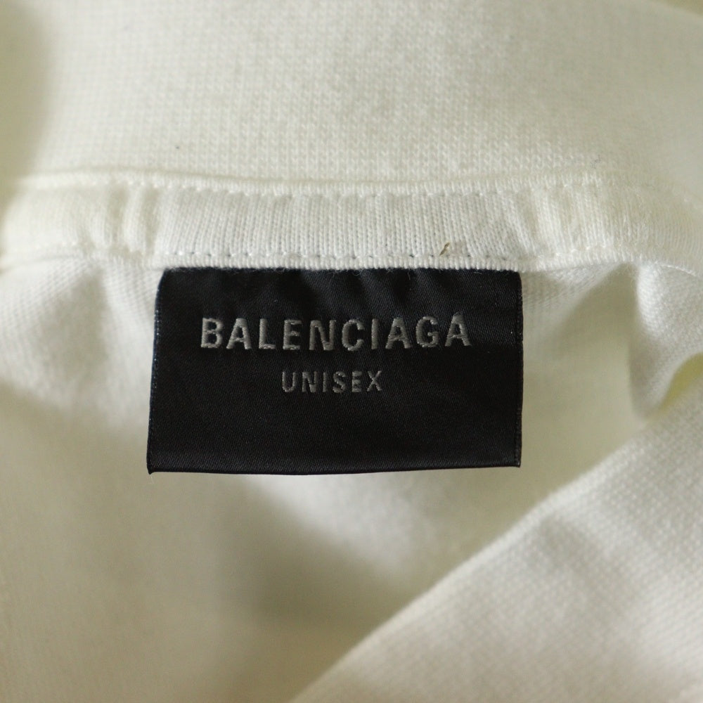 BALENCIAGA(バレンシアガ) FRONT LOGO MOCK NECK T-SHIRTS フロントロゴ刺?モックネック半袖カットソー Tシャツ ホワイト 7873439