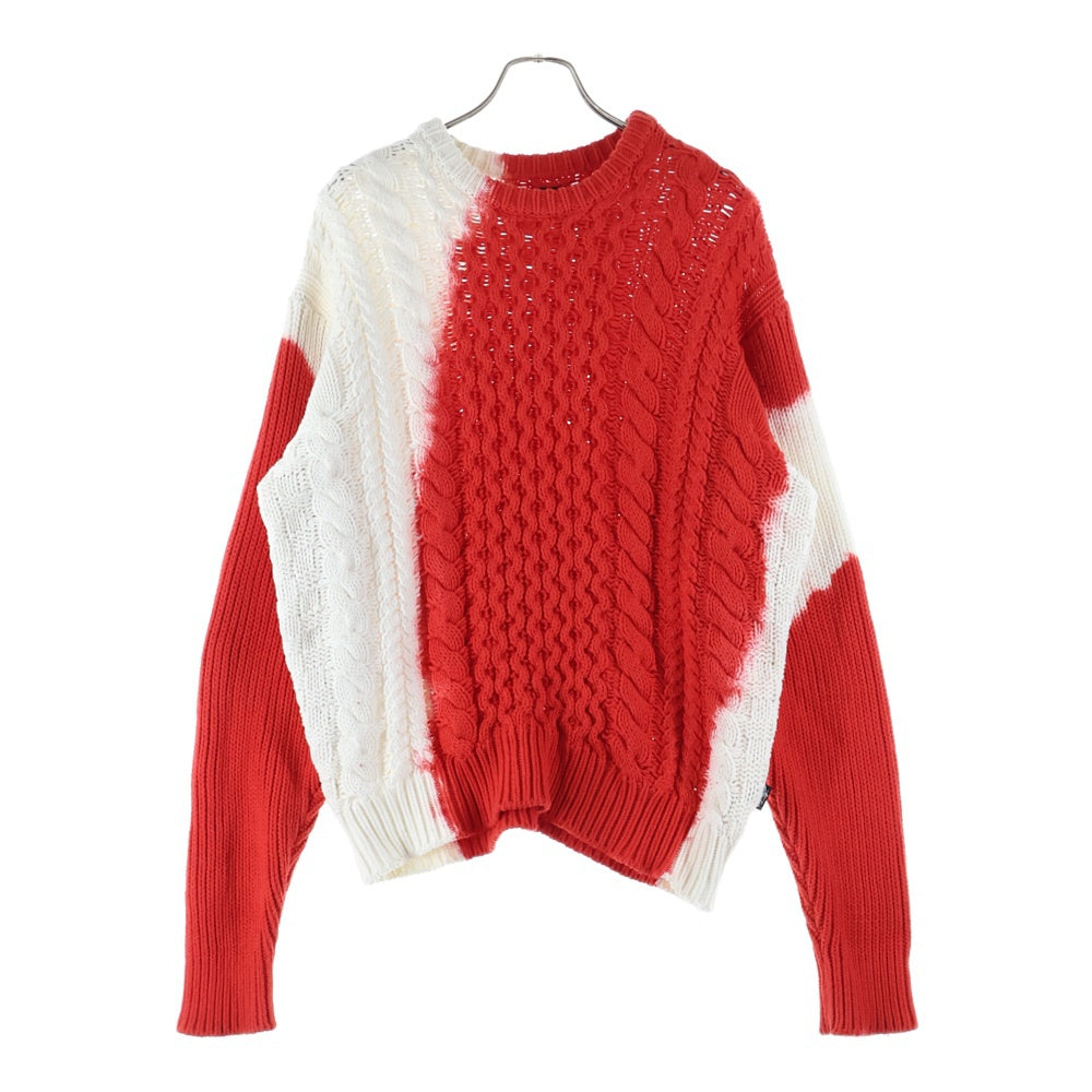 STUSSY(ステューシー) Tie Dye Fisherman Sweater 117188 タイダイ フィッシャーマン クルーネックニットセーター レッド/ホワイト
