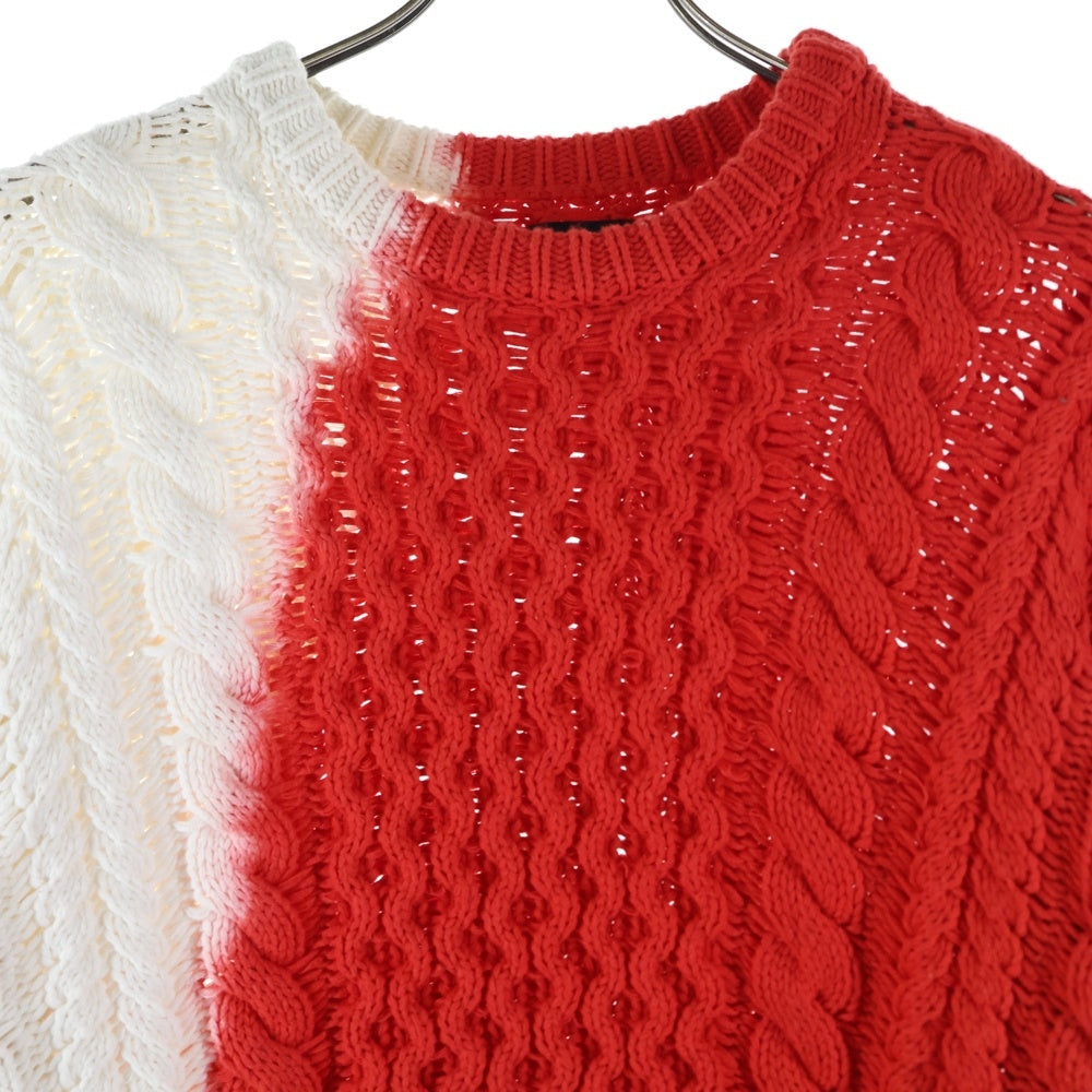 STUSSY(ステューシー) Tie Dye Fisherman Sweater 117188 タイダイ フィッシャーマン クルーネックニットセーター レッド/ホワイト